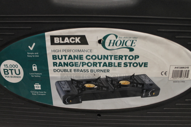 BRAND NEW SCRATCH AND DENT! Choice Butane High-Performance Black Countertop Range/Portable Stove With Double Brass Burners In Case. 15,000 BTU.  - Image 5 of 5