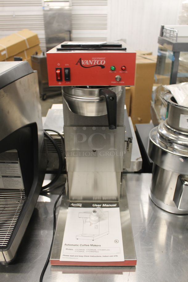 BRAND NEW SCRATCH AND DENT! Avantco RUS000P3 Commercial Stainless Steel Countertop Automatic Airpot Coffee Maker With Adjustable Shelf. 120V.  - Image 1 of 5