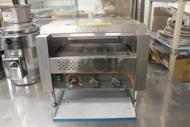 BRAND NEW SCRATCH AND DENT! AvaToast TT-450-240 Commercial Stainless Steel Countertop Conveyor Toaster On Galvanized Legs. 240V.  - Image 1 of 5