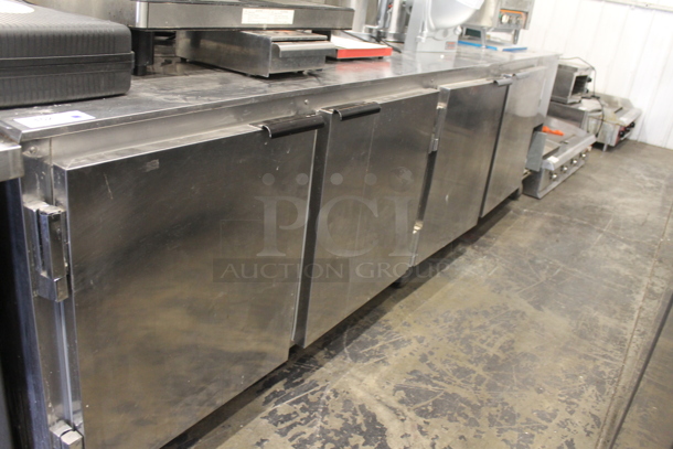 Beverage-Air UCR119 Commercial Stainless Steel 4-Door Undercounter Cooler With Polycoated Shelves On Commercial Casters. 115V, 1 Phase. Tested and Working! - Image 1 of 9