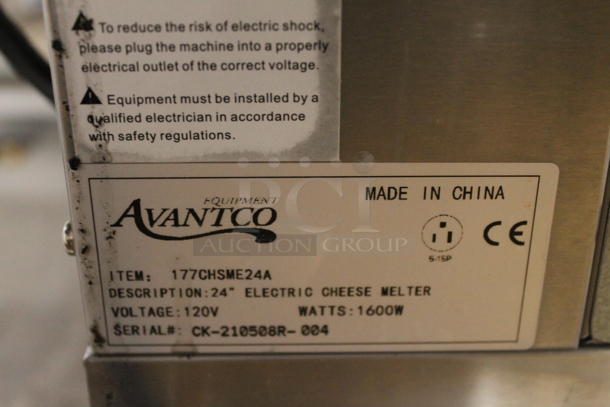 Avantco 177CHSME24A Commercial Stainless Steel Electric Countertop 24" Cheese Melter. 120V.  - Image 4 of 4