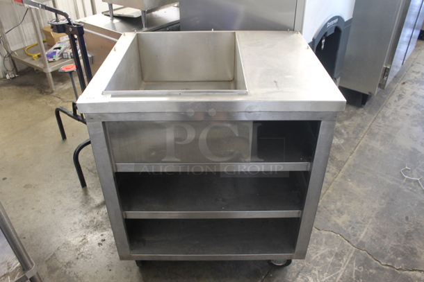 Commercial Stainless Steel Mobile Sink  3 Undershelves On Commercial Casters.  - Image 1 of 5