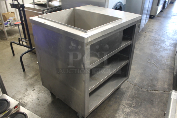 Commercial Stainless Steel Mobile Sink  3 Undershelves On Commercial Casters.  - Image 2 of 5