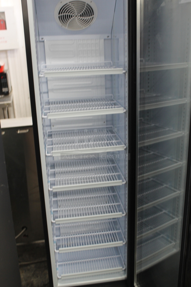 BRAND NEW SCRATCH AND DENT! Galaxy 177GDN5RBB Commercial Black Single Door Merchandiser Cooler With Polycoated Shelves. 110-120V. Tested and Powers On But Does Not Get Cold - Image 4 of 5