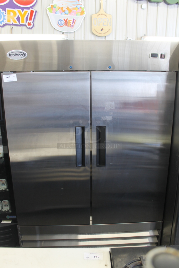BRAND NEW SCRATCH AND DENT! KoolMore RIF-2D-SS Commercial Stainless Steel 2 Door Upright Reach-In Freezer.115V. Tested and Working! - Image 1 of 7