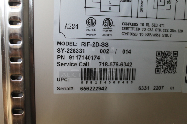 BRAND NEW SCRATCH AND DENT! KoolMore RIF-2D-SS Commercial Stainless Steel 2 Door Upright Reach-In Freezer.115V. Tested and Working! - Image 6 of 7