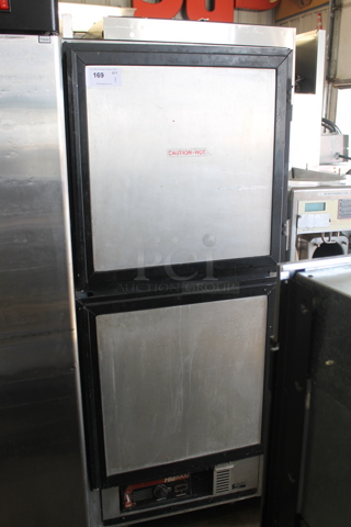 Metro C199-HM2000 Commercial Stainless Steel Heating Cabinet/Food Warmer With Steel Pan Racks, Pans And Disposable Baking Trays On Commercial Casters. 120V. Tested and Working!