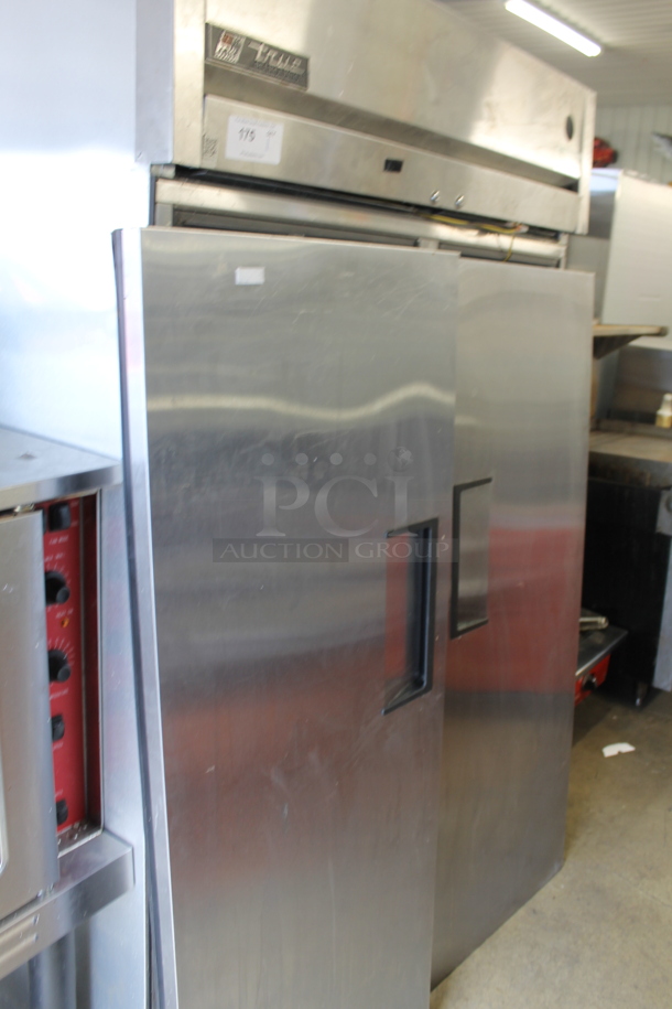 2015 True TG2R-2S Commercial Stainless Steel 2 Door Reach-In Cooler With Polycoated Shelves With Commercial Casters. 115V, 1 Phase. Doors Need To Be Re-Attached. Tested and Powers On But Does Not Get Cold - Image 2 of 8