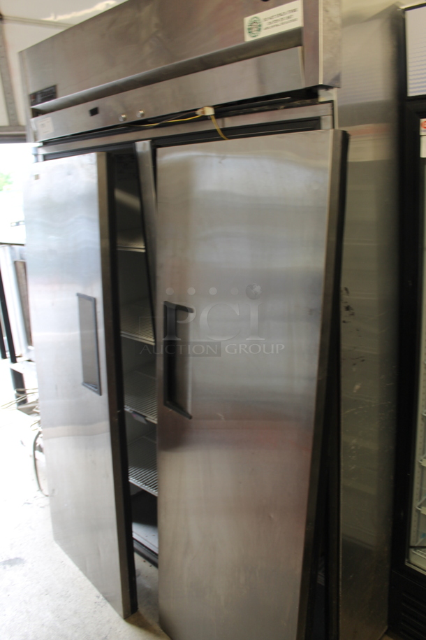 2015 True TG2R-2S Commercial Stainless Steel 2 Door Reach-In Cooler With Polycoated Shelves With Commercial Casters. 115V, 1 Phase. Doors Need To Be Re-Attached. Tested and Powers On But Does Not Get Cold - Image 3 of 8