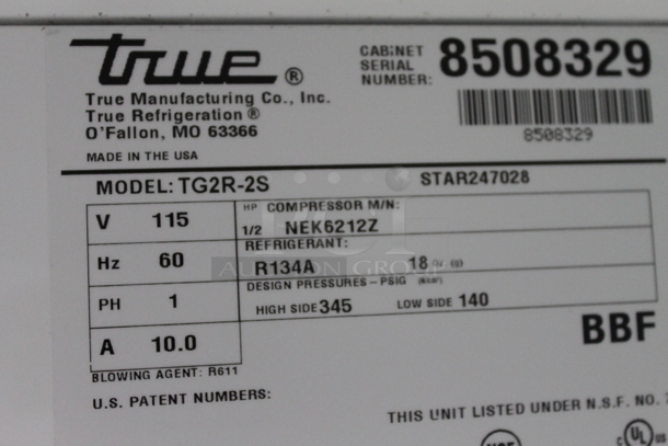 2015 True TG2R-2S Commercial Stainless Steel 2 Door Reach-In Cooler With Polycoated Shelves With Commercial Casters. 115V, 1 Phase. Doors Need To Be Re-Attached. Tested and Powers On But Does Not Get Cold - Image 8 of 8