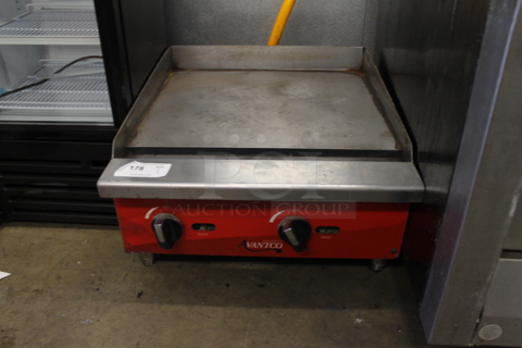 Avantco Commercial Stainless Steel Gas Countertop Griddle With Galvanized Legs.