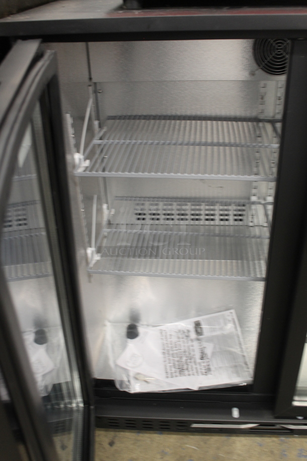 BRAND NEW SCRATCH AND DENT! KoolMore BC-2DSW-BK Commercial 2-Door Black Back Bar Cooler With Polycoated Shelves. 115V. Tested and Working! - Image 4 of 7