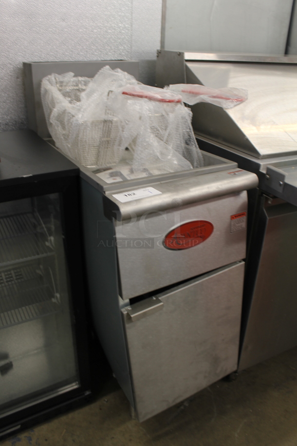 BRAND NEW SCRATCH AND DENT! 2021 Avantco FF300-P Commercial Stainless Steel Propane Gas Floor Fryer With 2 Fryer Baskets On Galvanized Legs. 90,000 BTU.  - Image 2 of 6
