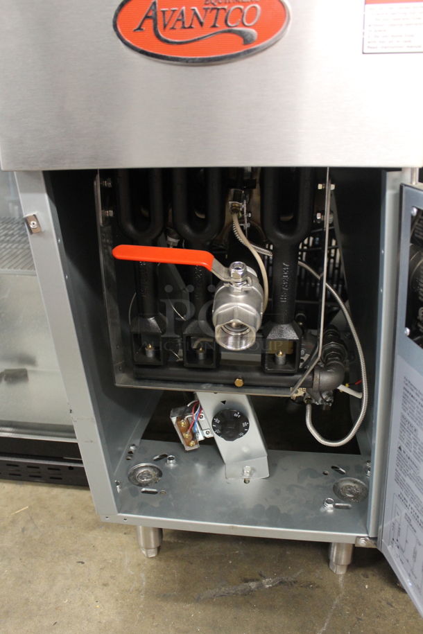 BRAND NEW SCRATCH AND DENT! 2021 Avantco FF300-P Commercial Stainless Steel Propane Gas Floor Fryer With 2 Fryer Baskets On Galvanized Legs. 90,000 BTU.  - Image 5 of 6