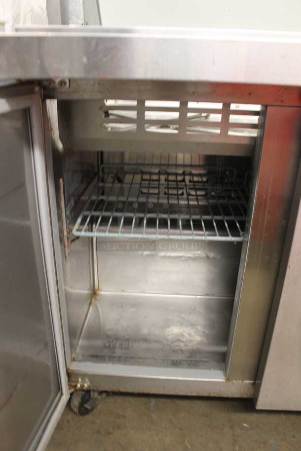 Avantco 178SSPT36M Commercial Stainless Steel 2 Door Mega Top Sandwich/Salad Prep Table With Refrigerated Base And Polycoated Racks on Commercial Casters. 115V. Tested and Working! - Image 5 of 8