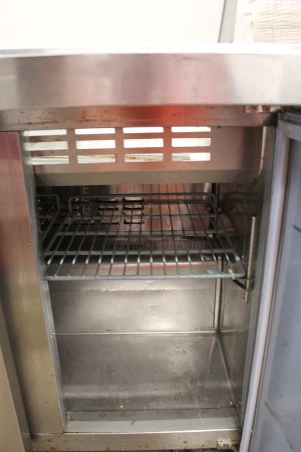 Avantco 178SSPT36M Commercial Stainless Steel 2 Door Mega Top Sandwich/Salad Prep Table With Refrigerated Base And Polycoated Racks on Commercial Casters. 115V. Tested and Working! - Image 6 of 8