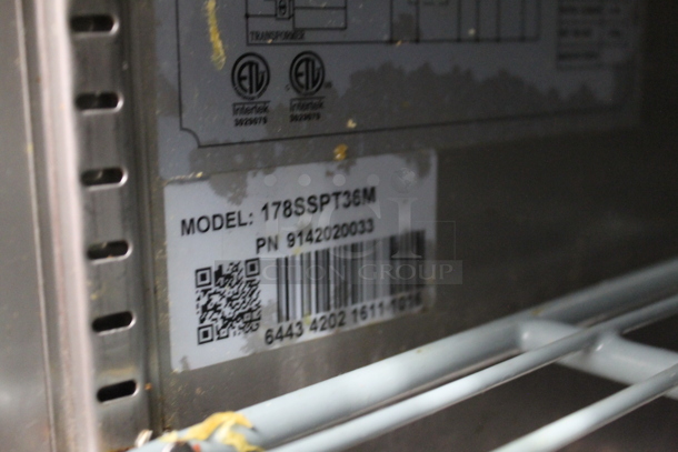 Avantco 178SSPT36M Commercial Stainless Steel 2 Door Mega Top Sandwich/Salad Prep Table With Refrigerated Base And Polycoated Racks on Commercial Casters. 115V. Tested and Working! - Image 7 of 8