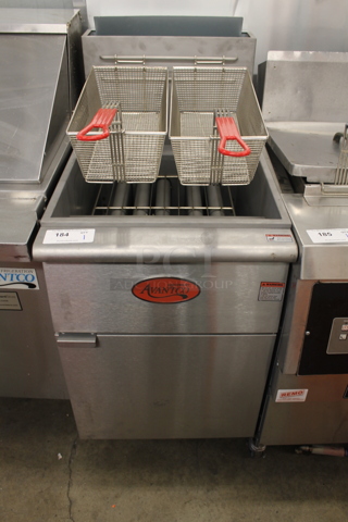 BRAND NEW SCRATCH AND DENT! 2021 Avantco FF518-P Commercial Stainless Steel Propane Gas 70-100 lb. Floor Fryer With 2 Fryer Baskets. 150,000 BTU. 