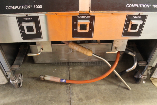 2014 Henny Penny OFG-322 Computron 1000 Commercial Stainless Steel Natural Gas Open Floor Fryer With 2 Wells And 4 Fryer Baskets. 120V, 1 Phase. 170,000 BTU.  - Image 7 of 8