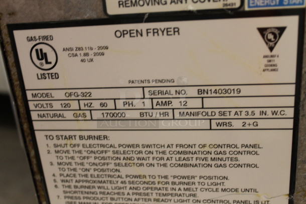 2014 Henny Penny OFG-322 Computron 1000 Commercial Stainless Steel Natural Gas Open Floor Fryer With 2 Wells And 4 Fryer Baskets. 120V, 1 Phase. 170,000 BTU.  - Image 8 of 8