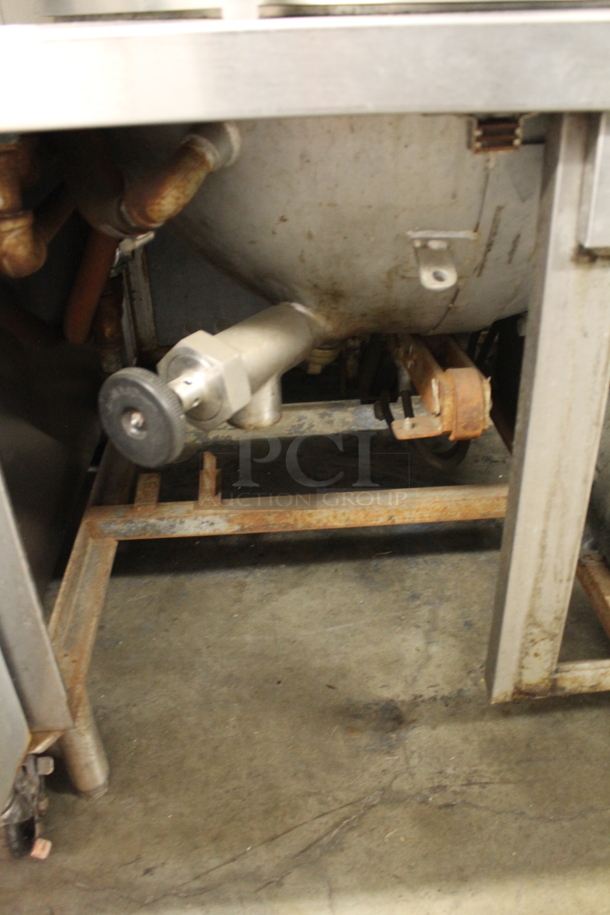 Vulcan-Hart BDMT-40 Commercial Stainless Steel Direct Steam Powered Tilt Cooking Kettle On Two Door Base With Galvanized Legs. 120V, 1 Phase.  - Image 4 of 7