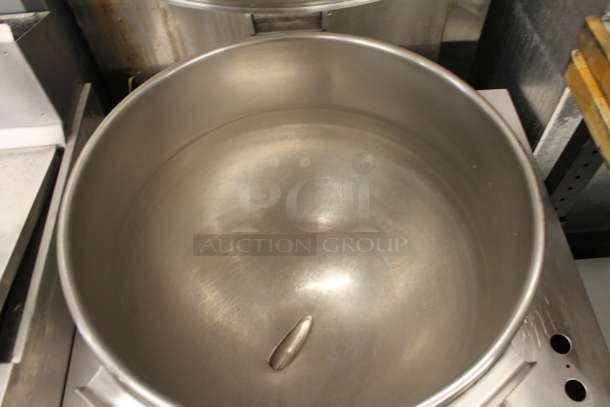 Vulcan-Hart BDMT-40 Commercial Stainless Steel Direct Steam Powered Tilt Cooking Kettle On Two Door Base With Galvanized Legs. 120V, 1 Phase.  - Image 6 of 7