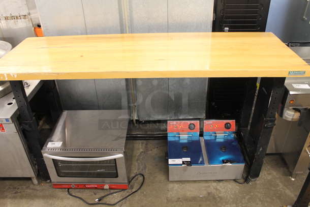 Seville Classics Ultra HD Butcher Block Worktop Bench With Adjustable Black Legs. - Image 1 of 4