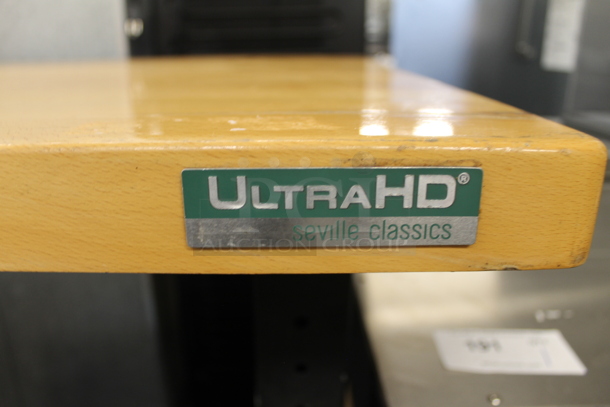 Seville Classics Ultra HD Butcher Block Worktop Bench With Adjustable Black Legs. - Image 4 of 4