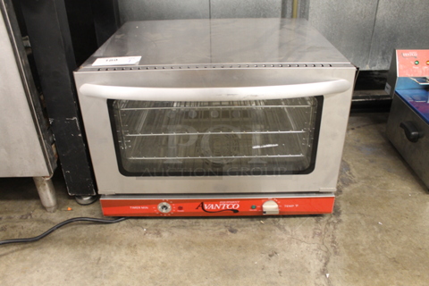 Avantco 177CO16 Commercial Stainless Steel Half Size Countertop Convection Oven With Steel Racks. 120V, 1 Phase. Tested and Powers On But Does Not Get Hot