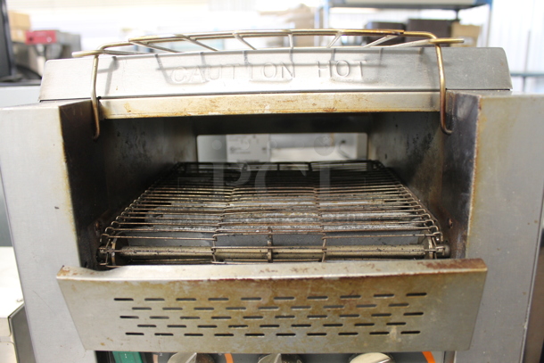 AvaToast TT-300-208 Commercial Stainless Steel Electric Countertop Conveyor 2 Slice Toaster On Galvanized Legs. 208V.  - Image 3 of 8