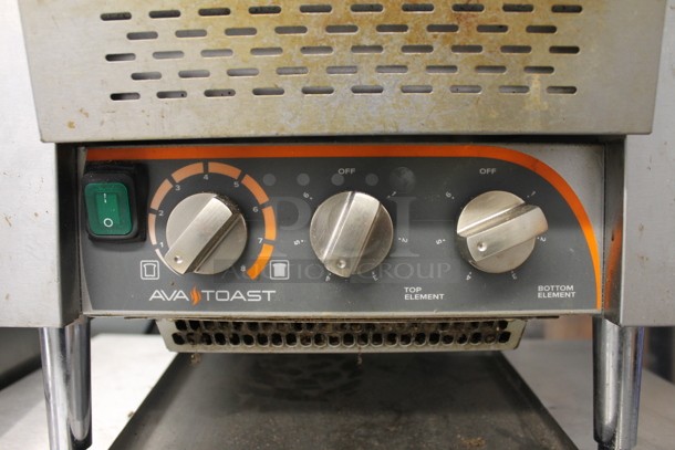 AvaToast TT-300-208 Commercial Stainless Steel Electric Countertop Conveyor 2 Slice Toaster On Galvanized Legs. 208V.  - Image 4 of 8