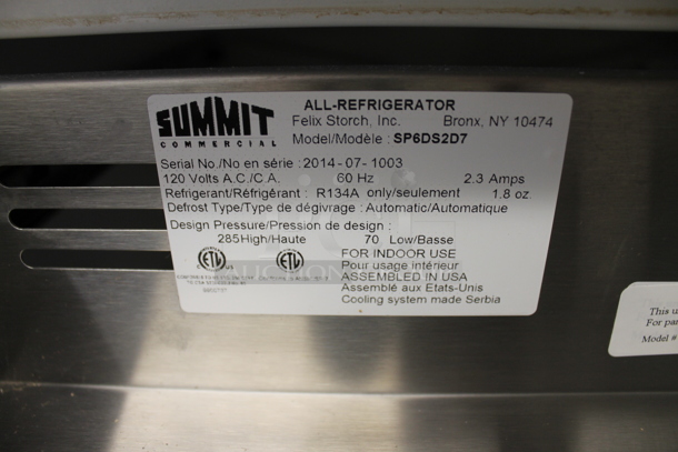 Summit SP6DS2D7 Commercial Stainless Steel Undercounter Cooler With 2 Drawers. 120V. Tested and Does Not Power On
 - Image 8 of 11