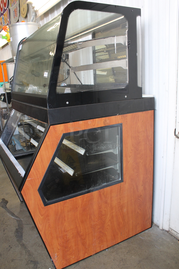 Federal Industries RSS4R-6 Commercial Vertical Open Air Cooler With Multiple Levels With One In Black And One Wood Style With Steel Shelves. 120V, 1 Phase. Tested and Top Compartment Is Working But Bottom Compartment Does Not Get Cold - Image 2 of 12