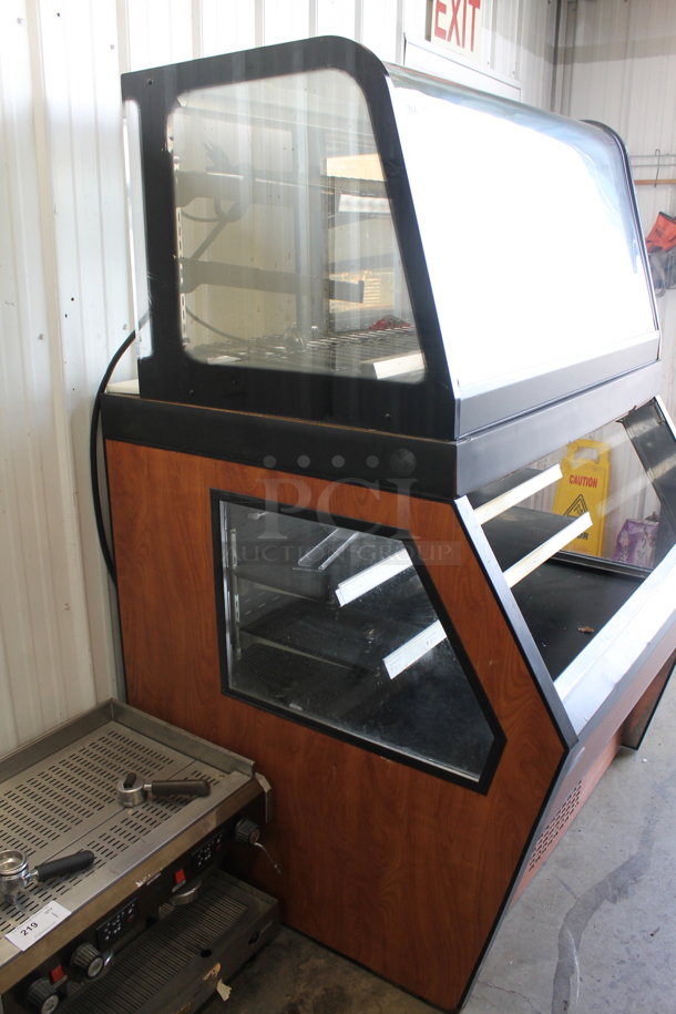 Federal Industries RSS4R-6 Commercial Vertical Open Air Cooler With Multiple Levels With One In Black And One Wood Style With Steel Shelves. 120V, 1 Phase. Tested and Top Compartment Is Working But Bottom Compartment Does Not Get Cold - Image 3 of 12