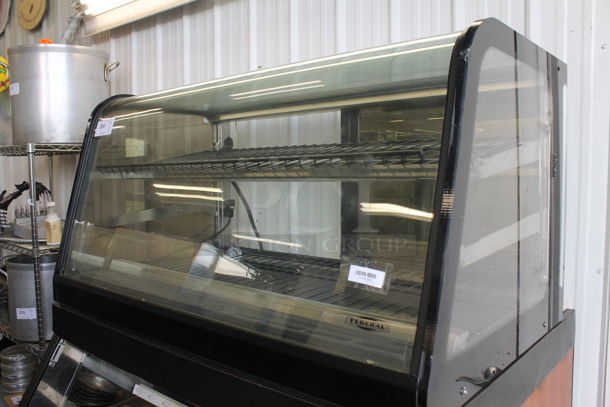 Federal Industries RSS4R-6 Commercial Vertical Open Air Cooler With Multiple Levels With One In Black And One Wood Style With Steel Shelves. 120V, 1 Phase. Tested and Top Compartment Is Working But Bottom Compartment Does Not Get Cold - Image 4 of 12