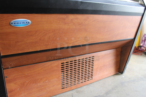 Federal Industries RSS4R-6 Commercial Vertical Open Air Cooler With Multiple Levels With One In Black And One Wood Style With Steel Shelves. 120V, 1 Phase. Tested and Top Compartment Is Working But Bottom Compartment Does Not Get Cold - Image 6 of 12