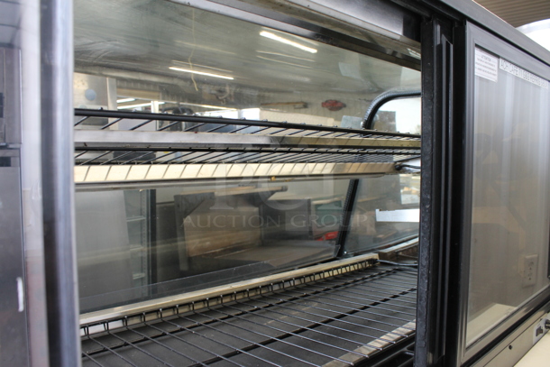 Federal Industries RSS4R-6 Commercial Vertical Open Air Cooler With Multiple Levels With One In Black And One Wood Style With Steel Shelves. 120V, 1 Phase. Tested and Top Compartment Is Working But Bottom Compartment Does Not Get Cold - Image 9 of 12