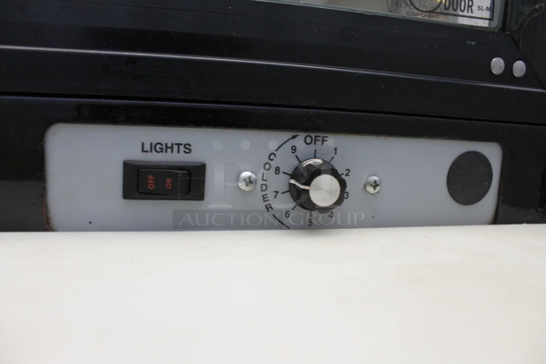 Federal Industries RSS4R-6 Commercial Vertical Open Air Cooler With Multiple Levels With One In Black And One Wood Style With Steel Shelves. 120V, 1 Phase. Tested and Top Compartment Is Working But Bottom Compartment Does Not Get Cold - Image 10 of 12