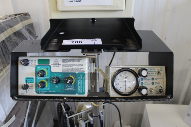 Respironics 332003 BiPAP Ventilatory Support System With Blood Pressure Cuff On Commercial Casters. 110-120/220-240V.  - Image 5 of 10