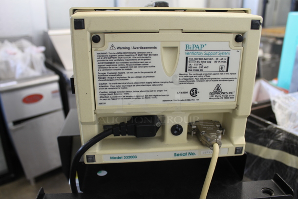 Respironics 332003 BiPAP Ventilatory Support System With Blood Pressure Cuff On Commercial Casters. 110-120/220-240V.  - Image 7 of 10