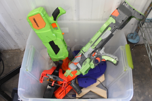 ALL ONE MONEY! Lot of 7 Items Including Rubber Storage Bin With Children's Toys Including Nerf Guns - Image 4 of 6