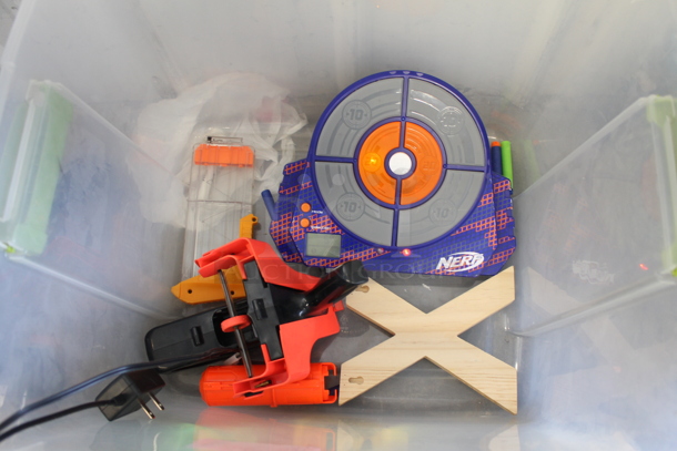 ALL ONE MONEY! Lot of 7 Items Including Rubber Storage Bin With Children's Toys Including Nerf Guns - Image 5 of 6