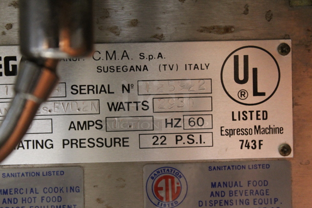 Wega Antares EVD2N Commercial Stainless Steel Electric Countertop 2 Group Espresso Machine. 230V. - Image 9 of 12