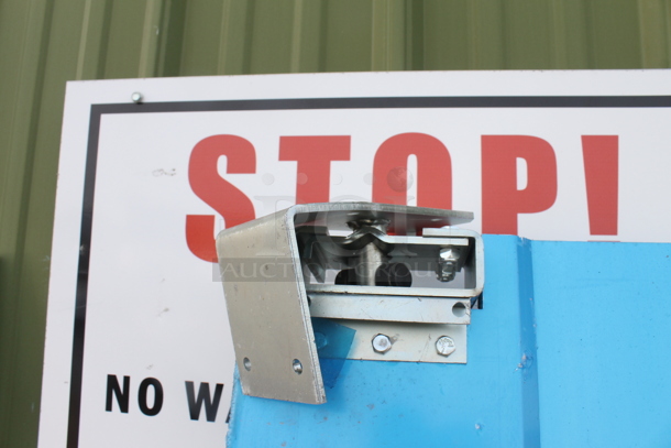 BRAND NEW SCRATCH AND DENT! 1 Single Regency 600TD3684 Aluminum Swinging Traffic Door And 1 Blue Swinging Traffic Door Both With Windows And Hardware. 2 Times Your Bid!  - Image 6 of 12