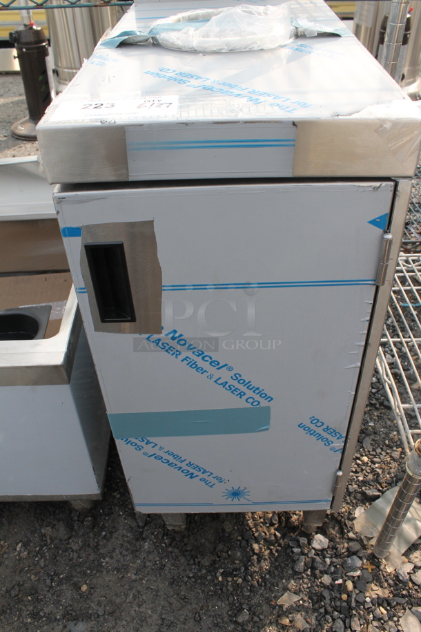 BRAND NEW SCRATCH AND DENT! Advance Tabco PRSJT-12-DR Prestige Series Commercial Stainless Steel Trash Receptacle Cabinet. - Image 6 of 8