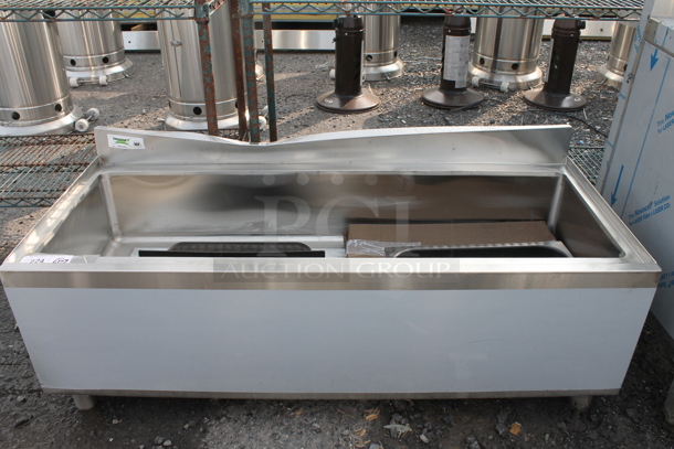 BRAND NEW SCRATCH AND DENT! Regency 600Ib2148C0 Commercial Stainless Steel Underbar Ice Bin with 10 Circuit Post-Mix Cold Plate and Bottle Holders On Galvanized Legs. - Image 1 of 6