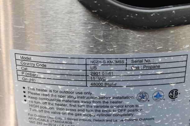 NCZH-G-KMZMSS Commercial Stainless Steel Propane Gas Patio Heater On Commercial Casters. 48,000 BTU. - Image 6 of 7
