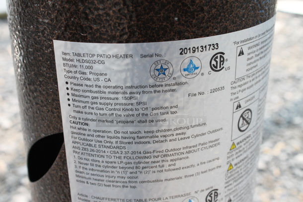 HiLand HLDS032-CG Commercial Stainless Steel Propane Gas Tabletop Patio Heater. 11,000 BTU.  - Image 5 of 7