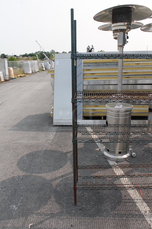 Green Open Utility Shelf With Metro Style Shelving. BUYER MUST DISMANTLE. PCI CANNOT DISMANTLE FOR SHIPPING. PLEASE CONSIDER FREIGHT CHARGES. - Image 2 of 6