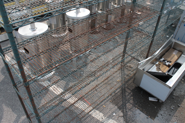 Green Open Utility Shelf With Metro Style Shelving. BUYER MUST DISMANTLE. PCI CANNOT DISMANTLE FOR SHIPPING. PLEASE CONSIDER FREIGHT CHARGES. - Image 3 of 6